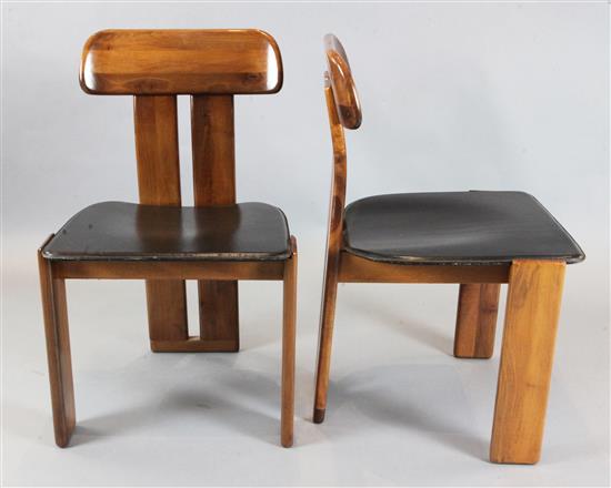 A set of six modern Italian walnut dining chairs, H.2ft 8in.